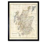 Wee Blue Coo 1799 Clement Cruttwell Map Scotland Vintage Wall Art Print Mur Encadré Décor 30 x 41 cm
