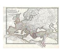 Wee Blue Coo 1850 Map Roman Empire Divided East West Ancient Rome Wall Art Print Mur Décor 30 x 41 cm