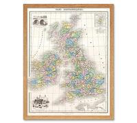 Wee Blue Coo 1878 Migeon Map The British Isles England, Ireland Scotland Wall Art Print Mur Encadré Décor 30 x 41 cm