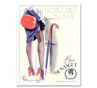 Wee Blue Coo Advert French Nylons Stockings Socks Noblesse Du Bas Montagut Wall Art Print Mur Encadré Décor 30 x 41 cm