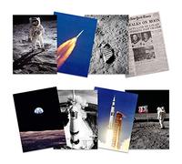Wee Blue Coo Apollo 11 Astronaut Aldrin Armstrong 50th Anniversary Moon Landing Saturn V Rocket Wall Art Print Poster Home Decor Premium Pack of 8 Lune Fusée Mur Affiche Accueil Déco