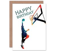 Wee Blue Coo Basketball Birthday - Slam Dunk Sealed Greeting Card Plus Envelope Blank inside