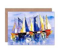 Wee Blue Coo Boats Sailing At Sea Greeting Card With Envelope Inside Premium Quality Bateaux Voile
