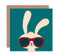 Wee Blue Coo Boy Bunny Teal Cute Happy Sunglasses Easter Birthday Sealed Greeting Card Plus Envelope Blank inside Mignonne Heureux
