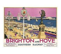 Wee Blue Coo Brighton Hove Sussex Beach Resort Travel Unframed Art Print Poster Wall Decor 12x16 inch Brillant Plage Recours Voyage Affiche Mur Déco