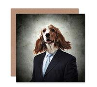 Wee Blue Coo BUSINESS DOG SUIT ANIMAL PET FUNNY PHOTOGRAPHY BLANK BIRTHDAY CARD