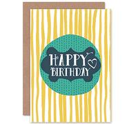 Wee Blue Coo Card Anniversaire Joyeux Rayures Cadeau de Cœur