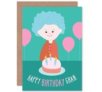 Wee Blue Coo Card Birthday Happy Gran Granny Cake Bougies Cadeau Ballon