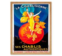 Wee Blue Coo Chablis Wine Vintage Art Print Framed Poster Wall Decor 12x16 inch du vin Ancien Affiche Mur Dco