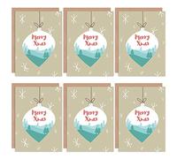 Wee Blue Coo Christmas Cards x6 Merry Xmas Bauble Winter Scene Set Xmas Cards Hiver Scène