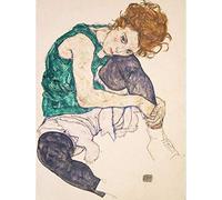 Wee Blue Coo Egon Schiele Seated Woman Legs Drawn Up Adele Herms Painting Wall Art Print Mur Décor 30 x 41 cm