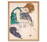 Wee Blue Coo Egon Schiele Seated Woman Legs Drawn Up Adele Herms Painting Wall Art Print Mur Encadré Décor 30 x 41 cm