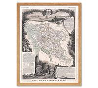 Wee Blue Coo Geography Map Illustrated Antique Levasseur Charente Maritime Wall Art Print Mur Encadré Décor 30 x 41 cm