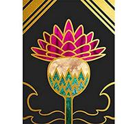 Wee Blue Coo Gold Edge Scottish Thistle Flower Illustration SC otland Art Print