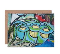Wee Blue Coo GRAFFITI SMILE FISH ART BLANK GREETINGS BIRTHDAY CARD ART