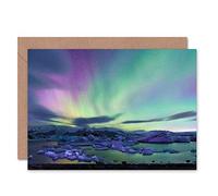 Wee Blue Coo Greeting Aurora Borealis Northern Lights Gift Sealed Greeting Card Plus Envelope Blank inside Lumière Cadeau