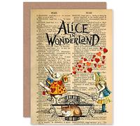 Wee Blue Coo Greetings Birthday Gift Upcycle Dictionary Alice Wonderland Collage Sealed Greeting Card Plus Envelope Blank inside Cadeau