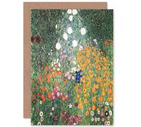 Wee Blue Coo Gustav Klimt Flower Garden 1907 Old Master Painting Sealed Greeting Card Plus Envelope Blank inside Fleur Jardin Vieux maitre La peinture
