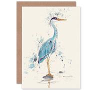 Wee Blue Coo Heron Watercolour Greetings Card Cp3219 héros Aquarelle