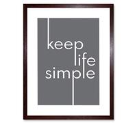 Wee Blue Coo Keep Life Simple Typography Minimalist Artwork Framed Wall Art Print 12X16 inch La Vie Typographie Mur