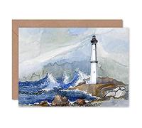 Wee Blue Coo Lighthouse Nautical Painting Greeting Card With Envelope Inside Premium Quality Phare La peinture