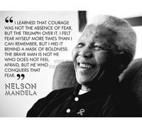 Wee Blue Coo LTD I Learned That Courage Nelson Mandela BW Typography Quote 12x16 Poster Image en Noir et Blanc Typographie Citation Affiche
