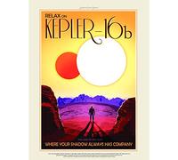 Wee Blue Coo LTD Space Science Art Travel Kepler 16B Binary Star System Poster Print Espace Voyage Étoile SYSTÈME Affiche