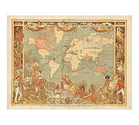 Wee Blue Coo Maps British Empire 1886 Imperial Illustrated People World Wall Art Print Mur Décor 30 x 41 cm