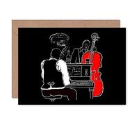 Wee Blue Coo Musicians Jazz Piano Illustration Greeting Card With Envelope Inside Premium Quality La musique le jazz