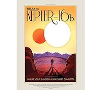 Wee Blue Coo NASA Space Travel Advert KEPLER-16B Unframed Wall Art Print Poster Home Decor Premium Espace Voyage La publicité Mur Affiche Accueil Déco