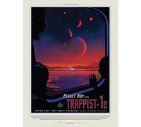 Wee Blue Coo NASA Space Travel Advert Trappist 1E Planet Hop Wall Art Print Mur Décor 30 x 41 cm