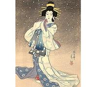 Wee Blue Coo Natori Shunsen Japanese Kabuki Theatre Geisha Unframed Art Print Poster Wall Decor 12x16 inch Japonais Théâtre Affiche Mur Déco