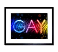 Wee Blue Coo Painting Graphic Neon Sign Gay Colourful Rainbow Framed Art Print B12X13282
