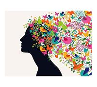 Wee Blue Coo Painting Illustration Abstract Psychedelic Hair Design Wall Art Print Mur Décor 30 x 41 cm