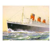 Wee Blue Coo Painting Ship Sail Boat Rms Queen Mary Wall Art Print Mur Décor 30 x 41 cm