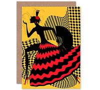 Wee Blue Coo PAINTING SPANISH FLAMENCO DANCER DESIGN BLANK GREETINGS BIRTHDAY CARD