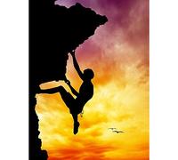 Wee Blue Coo Photo Mock Up Silhouette Sunset Rock Climbing Wall Art Print Mur Décor 30 x 41 cm