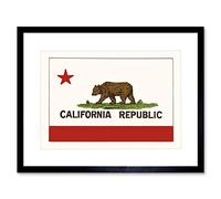 Wee Blue Coo POLITICAL CALIFORNIA STATE FLAG BEAR REPUBLIC RECOVERED ART FRAMED ART PRINT PICTURE & MOUNT F12X929