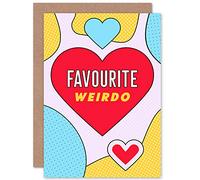 Wee Blue Coo Pop Art Love Favourite Weirdo Heart Sealed Greeting Card Plus Envelope Blank inside L'amour Bizarre Cœur