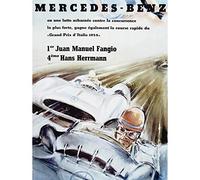 Wee Blue Coo Prints Advert Car Automobile Classic Race Fangio Herrmann Grand Prix 30X40 cms Fine Art Print Art Poster La publicité Voiture Classique Course Grandiose Impression d'art Affiche