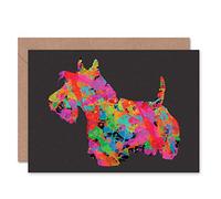 Wee Blue Coo Scottish Terrier Dog Colourful Scottie Scotland Sealed Greeting Card Plus Envelope Blank inside Écossais Coloré Écosse