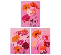 Wee Blue Coo Set of 3 Prints Wildflower Poppy Flowers Pink Orange Bedroom Poster Wall Art 12X16