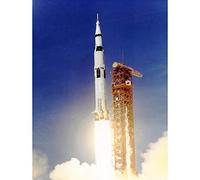 Wee Blue Coo Space Apollo 11 Launch Saturn V Rocket Blast Thrust Flame USA Wall Art Print Mur Décor 30 x 41 cm