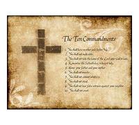 Wee Blue Coo Ten 10 Commandments Cross Christian Religious Quote Typography Wall Art Print Mur Décor 30 x 41 cm