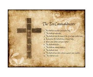 Wee Blue Coo Ten 10 Commandments Cross Christian Religious Quote Typography Wall Art Print Mur Décor 30 x 41 cm