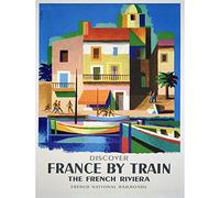 Wee Blue Coo Travel France Train Railway Riviera French Railroad Boat Vintage Art Print Poster Wall Decor 12X16 inch