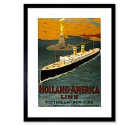 Wee Blue Coo TRAVEL HOLLAND AMERICA LINE SHIP OCEAN NEW YORK ART FRAMED ART PRINT PICTURE & MOUNT F12X1385