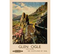Wee Blue Coo Travel Tourism Glen Ogle Highland Perthshire Scotland Railway Wall Art Print Mur Décor 30 x 41 cm