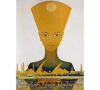 Wee Blue Coo Travel Tutankhamun Nefertiti Cairo Railway Egypt Vintage Advert Wall Art Print Mur Décor 30 x 41 cm