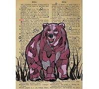 Wee Blue Coo Upcycle Dictionary Bear Unframed Art Print Poster Wall Decor 12x16 inch Ours Affiche Mur Dco